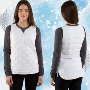 Lululemon Fluff Off Crew White Gray Pullover 800 Fill Premium Down Size 6